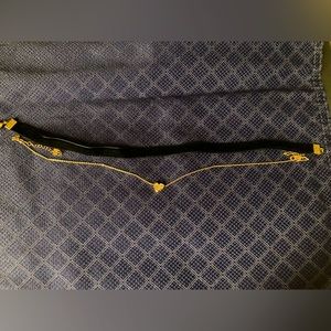 Velvet choker and brass heart charm necklace